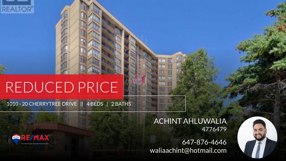 AchintW's tweet photo. 📍 Reduced Price 📍 This recently reduced home at 1010 - 20 Cherrytree Drive in Brampton (fletcher's Creek South) won't last long, so, don't wait to set up a showing! Reach out here or at 647-876-4646 for more information!

Achint ... https://t.co/UMt1Kw8X3Y https://t.co/u3ivIcBmq2