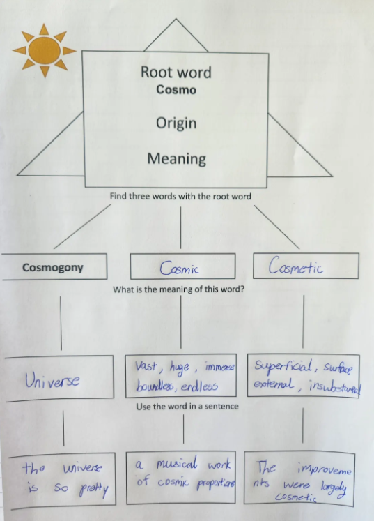 BroadoakSch's tweet photo. Pupils using literacy skills to begin the new school year exploring the etymology of key vocabulary 🗭 #literacy #vocabulary #rootword #etymology #english #bos_work https://t.co/4XObUjOnVQ