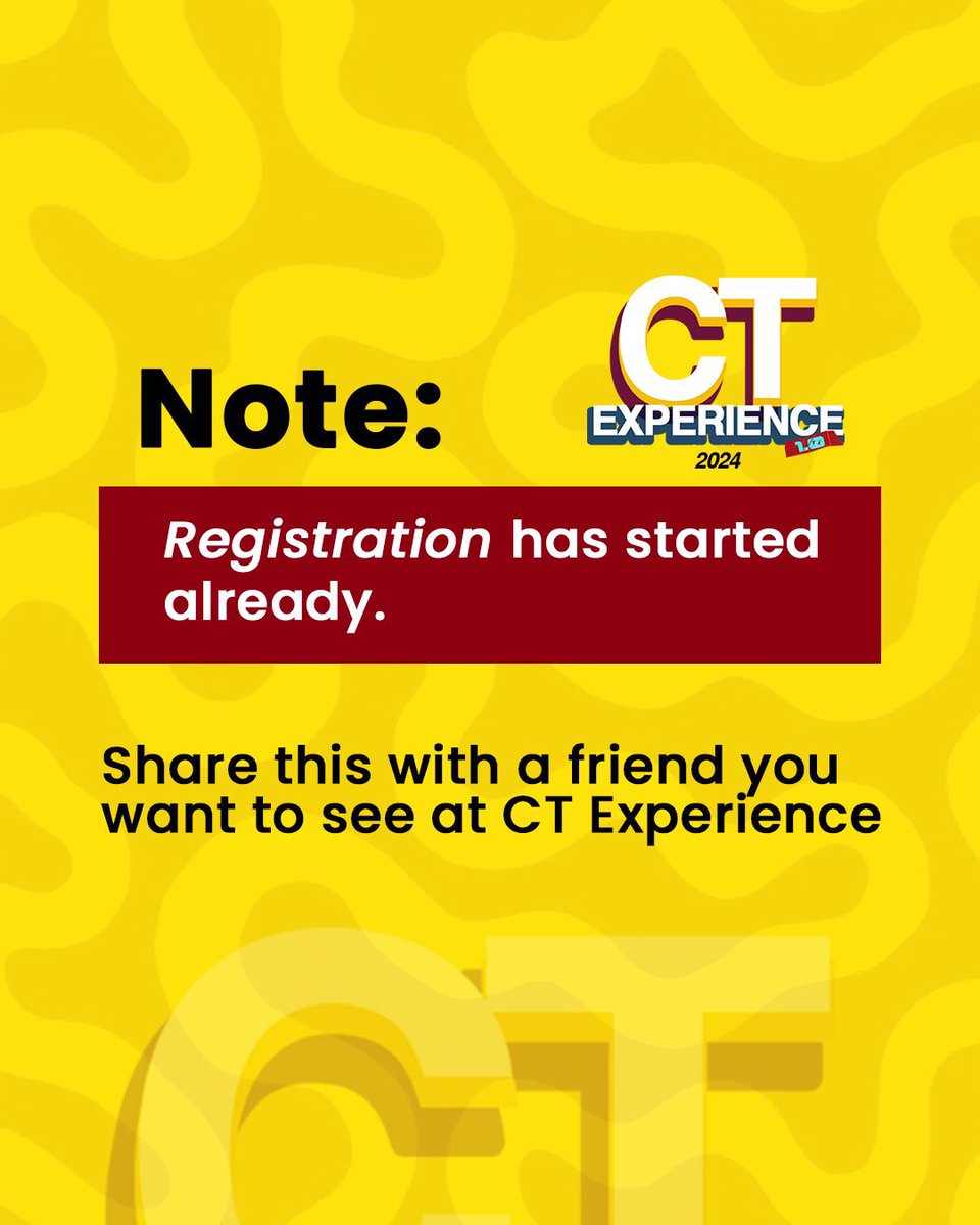 CTFestival_'s tweet photo. If you are wondering what to expect at CT
Experience, here you go😁

Swipe to read🤭☺️

Note: Registration for CT Experience 2024 has begun! Click the link in our bio to register immediately📌

Let's do thissss🔥🔥

#CTExperience24 #ChristianTalentsAfrica https://t.co/r0cC9vsdp5