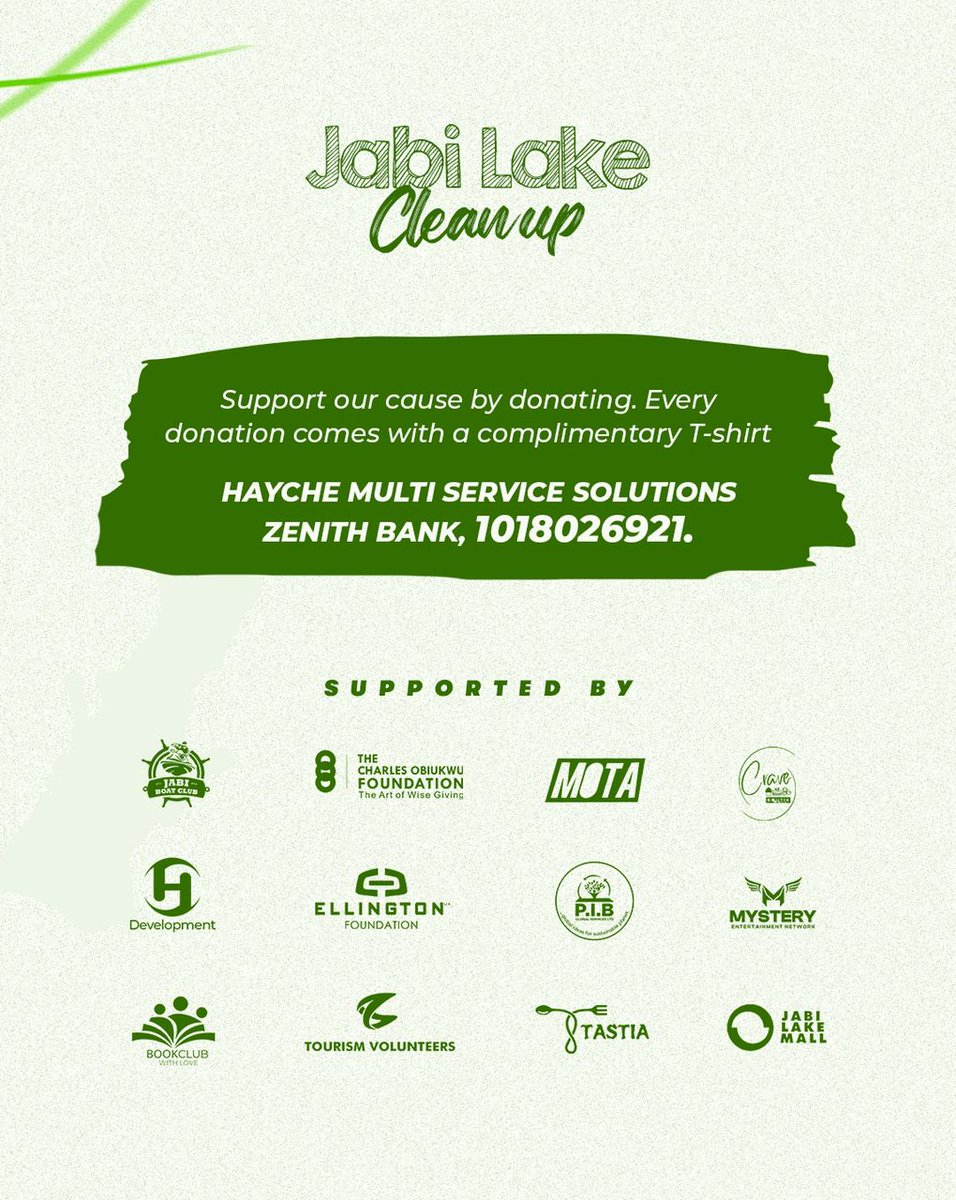 Pls join us tomorrow in Abuja for the #JabiLakeCleanUp with <a href="/Ms_Haesha/">Aisha Yusuf</a> &amp; team.