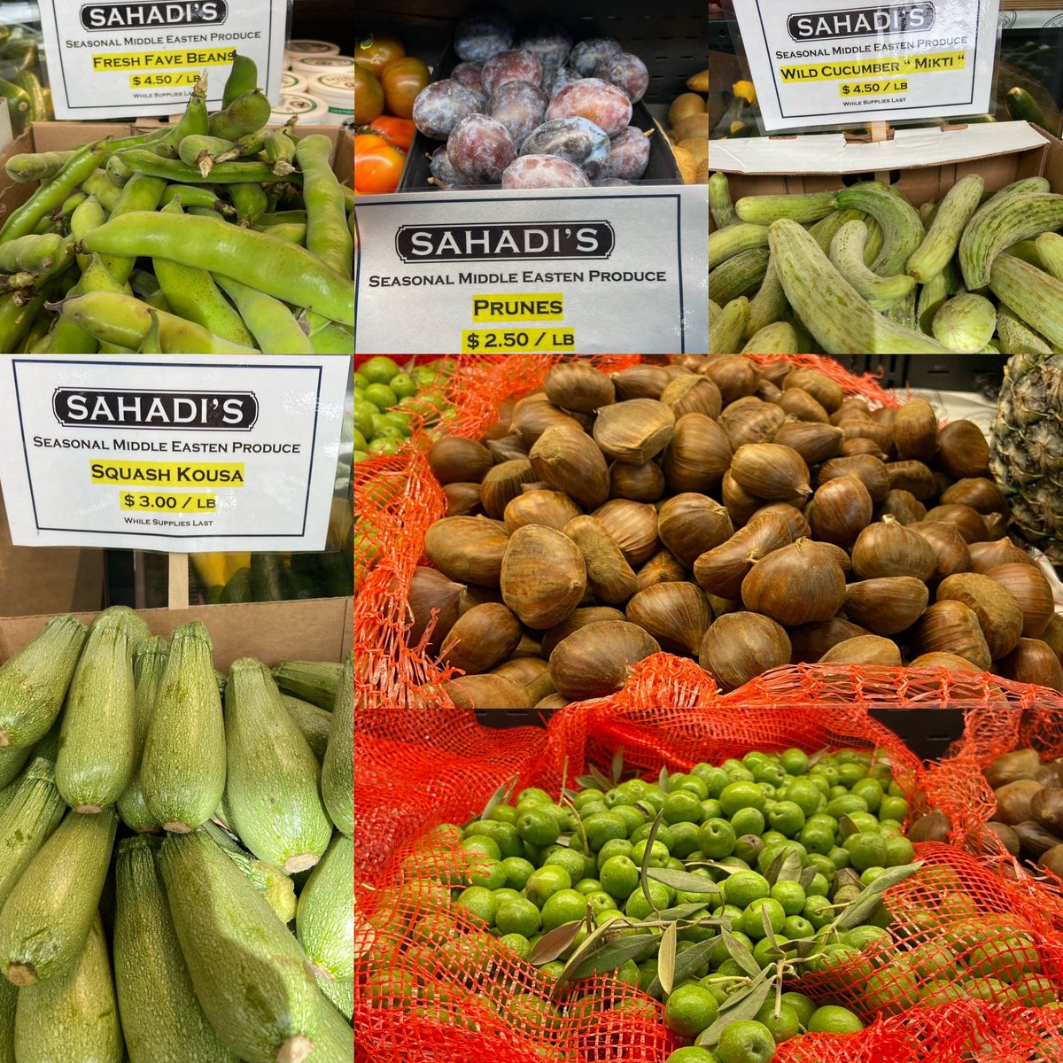 In stock now! Fresh fava, wild cucumber, kousa, fresh green olives &amp; more