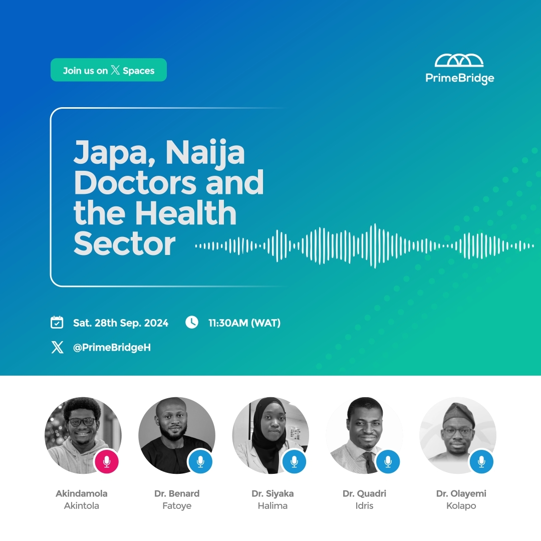 aakindamola's tweet photo. Join me tomorrow on X Spaces, as I host a discussion on the 'japa' wave hitting the Nigerian health industry, and its long- and short-term implications for host countries, health care professionals, Nigeria, and Nigerians living in Nigeria.

Set a reminder https://t.co/pjjKLU3s9E https://t.co/j2BbGJFGFM
