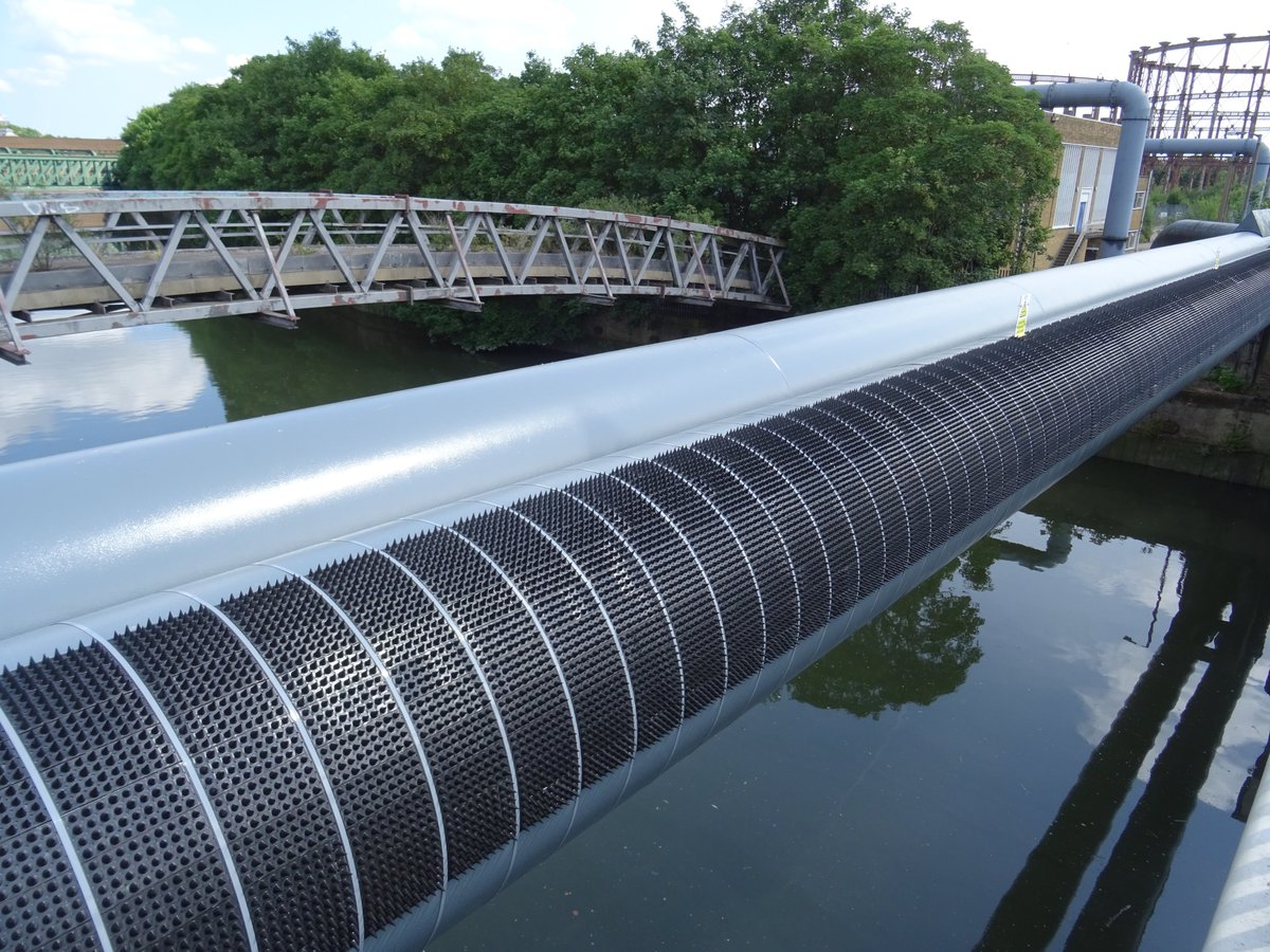 Fab installation of DefendaStrip® Flex secured with BAND-IT IDEX bespoke steel grey coated 316 stainless steel band to match the pipe. What an incredible job by W. G. Beaumont &amp; Son Ltd with this ADM project on a massive overcrossing for a major utility client.
#utilities