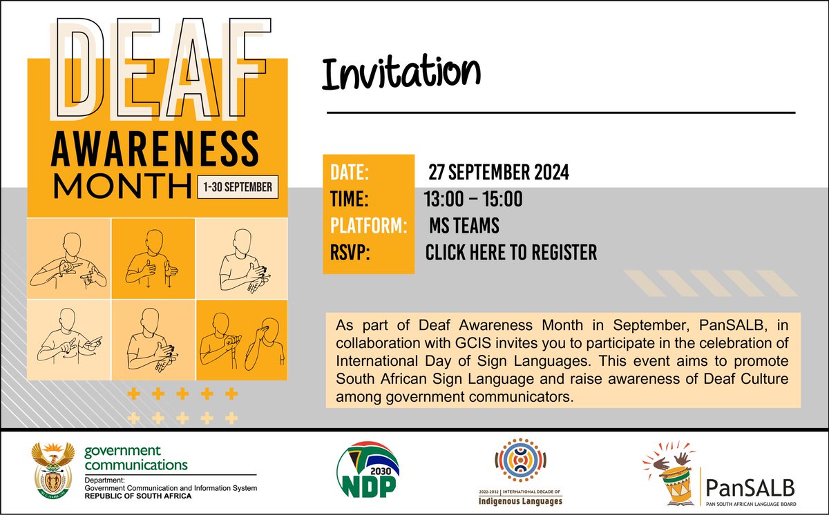 SportArtsCultur's tweet image. Don’t forget to join Deaf awareness Month, join us and let’s highlight the richness of sign languages and their equal status with spoken languages.

The promotion of national sign languages and deaf culture strengthens multilingualism &amp;amp; encourages diversity

#DeafAwarenessMonth