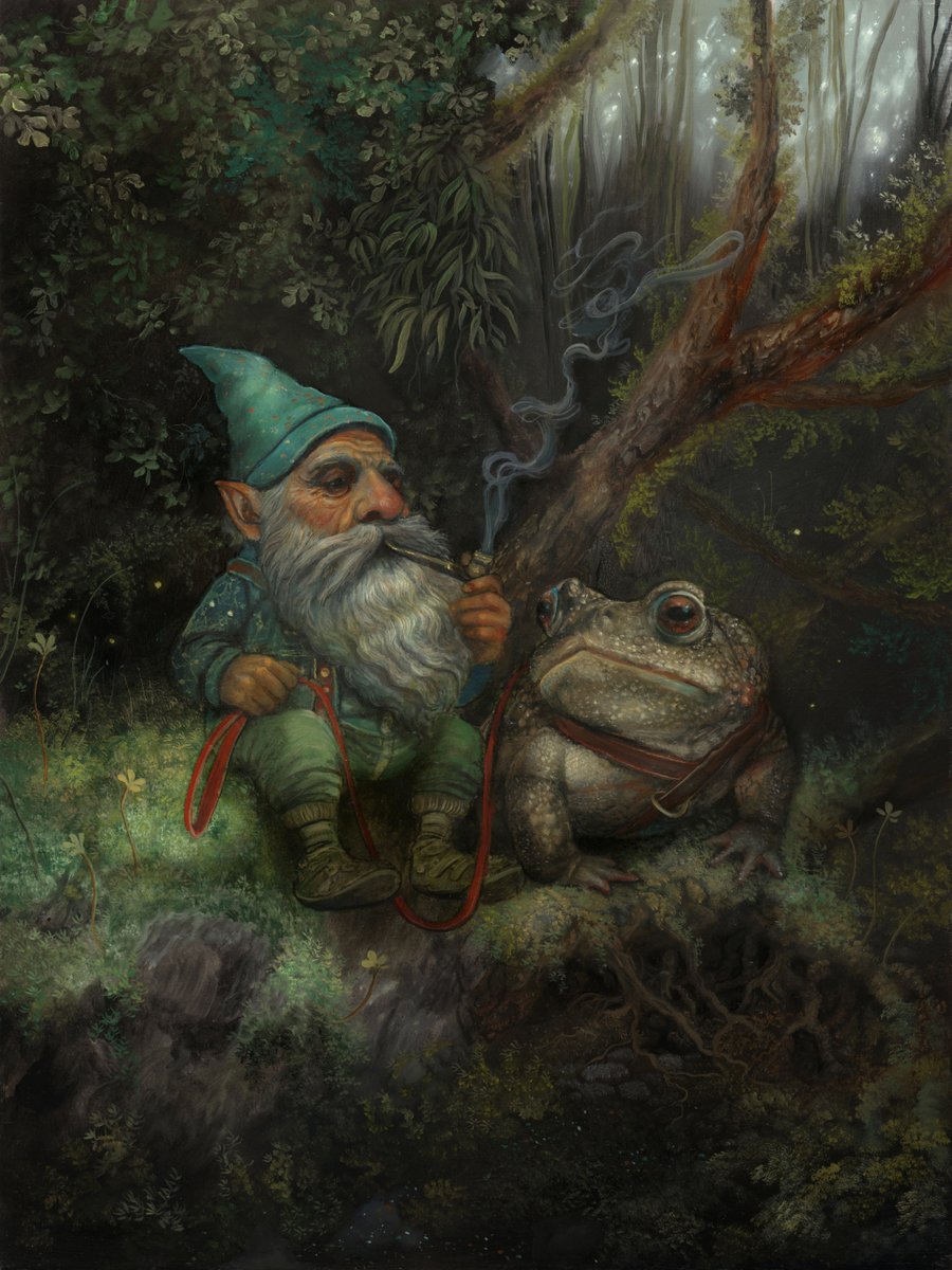 AnnieStegg's tweet photo. "The gnome" 9x12 inches, oils on wooden panel 🌿 https://t.co/gjnVrjsyhj
