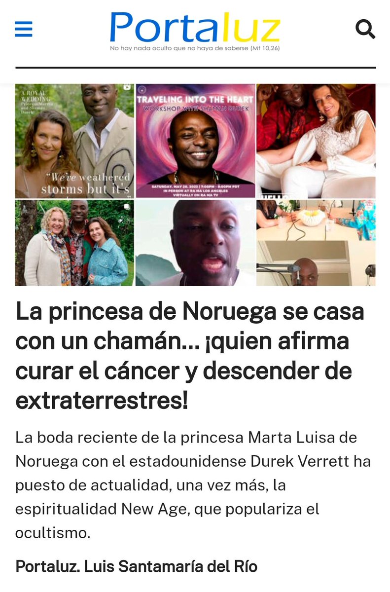 Aquí desvelo (algunas de) las doctrinas que difunde el nuevo marido de Marta Luisa de Noruega, que es todo un gurú de las pseudoterapias New Age:
portaluz.org/accion-del-mal… vía @portaluz_org 
#StopPseudociencias #sectas <a href="/apetp_/">apetp</a> <a href="/CSanzAndrea/">Carlos Sanz Andrea</a> <a href="/Shora/">Esther Samper</a> <a href="/SacerdosMariae/">Sacerdos in æternum ✪</a> <a href="/Antonio1Moreno/">Antonio Moreno</a>
