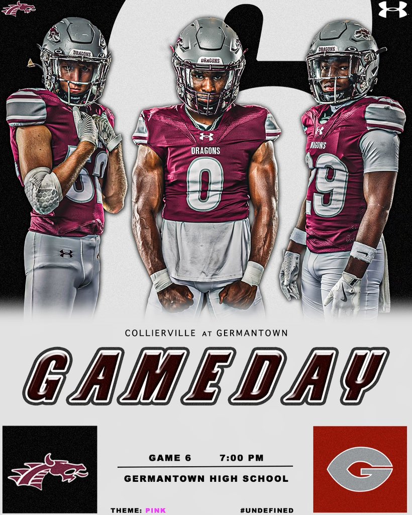 CHSDragonFB's tweet photo. DRAGON NATION ITS GAMEDAY!!!! Uniform combo for tonight is White on Maroon bring the crazy🔥😤‼️ #UnDEFINED
Follow along on our IG or Facebook story 

🆚Germantown High School
📍7653 Poplar Pike, Germantown, TN
🏟 Ken Netherland Stadium 
🎟️ https://t.co/OsXbeDbs4w
⏰ 7PM https://t.co/3DpjapiqDv