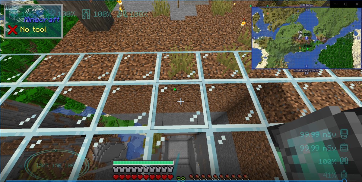jimmy_33's tweet image. 【マイクラ #MekanismMOD 再起動】9/25
で、いつも通りこうなるw 平日なのでまいにち50分くらい動かしてやめる作業。
というか、掘り始めたテーブルトップy=156とかあたおかw まだYマイナスどころか海面(Y=67)まで届いていないんじゃないだろうか？？やはり場所を変えた方が
旅は続く……