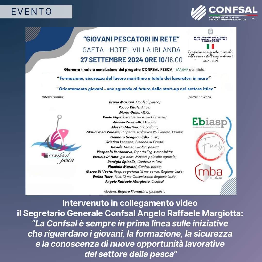 #eventi 

🎣​ 𝐆𝐈𝐎𝐕𝐀𝐍𝐈 𝐏𝐄𝐒𝐂𝐀𝐓𝐎𝐑𝐈 𝐈𝐍 𝐑𝐄𝐓𝐄 🎣​

#confsal #pesca