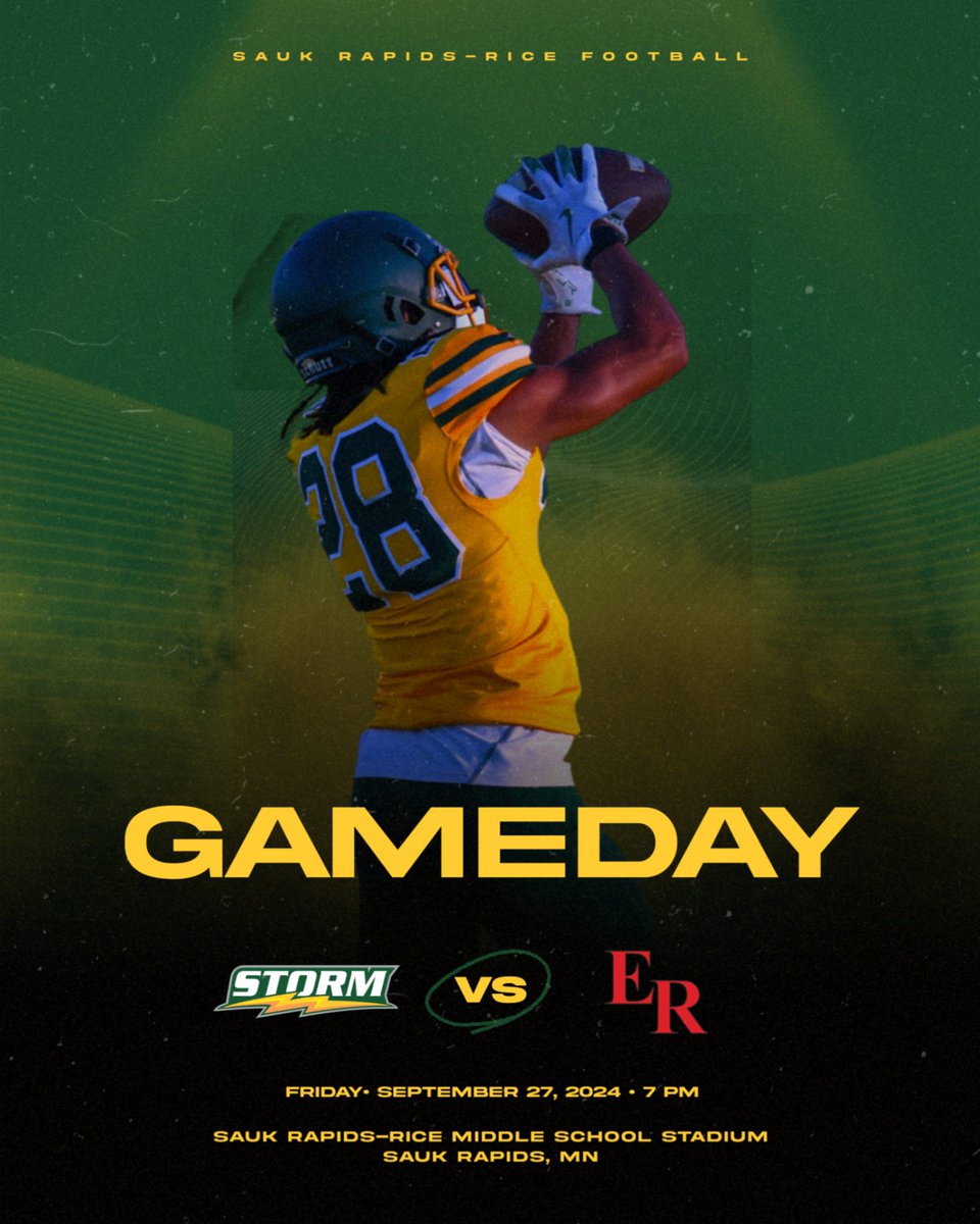 Get up, it's Gameday! Tonight your Sauk Rapids-Rice Storm play host to the Elk River Elks.

🕖:  7:00 PM
📍: Sauk Rapids-Rice MS
🎥: storm.isd47.org/find-it-fast/w…
📻: AM 1390/FM 93.9
 🎟️ :  gofan.co/app/school/MN1…
#ToughKids #GoodH2O #SchoolBusFootbal