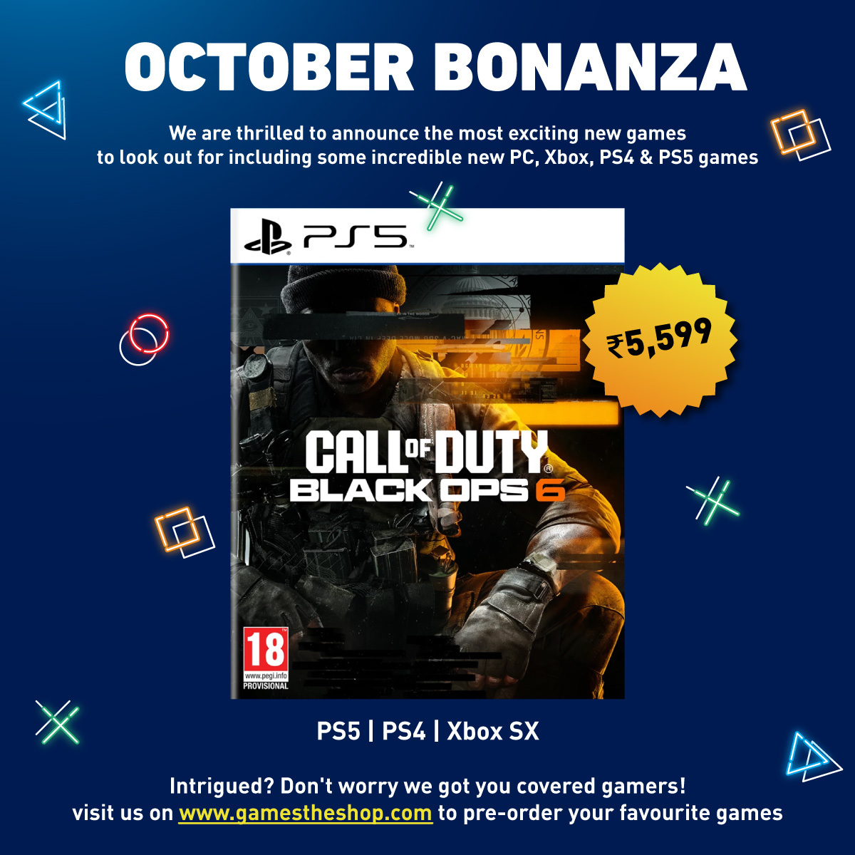 GamesTheShop's tweet image. Get ready for a month of gaming excitement! October is bringing us some incredible new games.😍

Pre-order your favourite games now visit gamestheshop.com

#ExcitingGames #playstation #xbox #nintendoswitch #gaming
