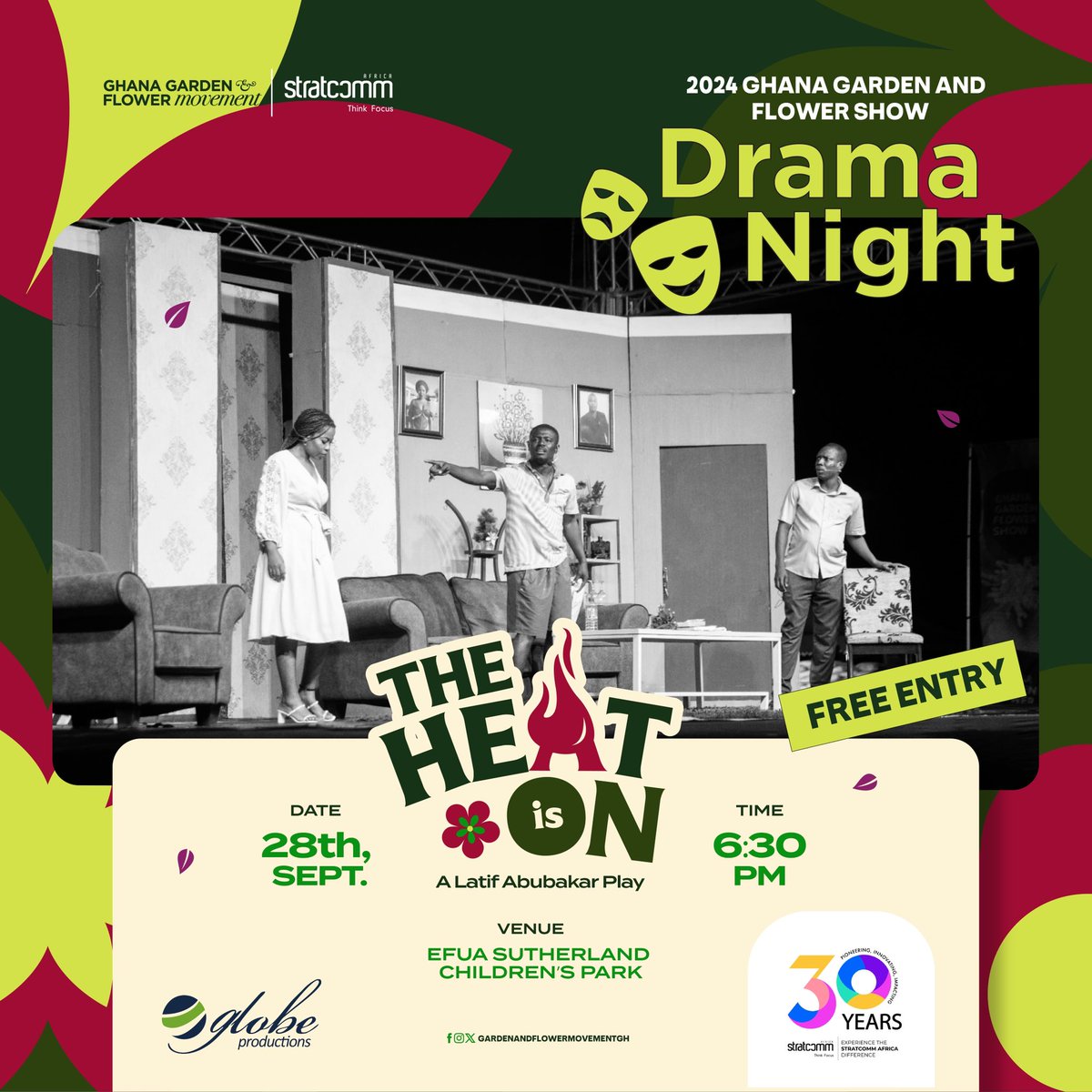 ggfmovement's tweet photo. Ghana Garden and Flower Show in collaboration with @latifglobe presents  a captivating drama. 

Title: The Heat Is On 

Date: September 28, 2024 
Time: 6 p.m.
Venue: Efua Sutherland Children’s Park

#ghanagardenandflowershow #ggfs24 #theatre #communicationandthearts https://t.co/0MQQS4Bkt4
