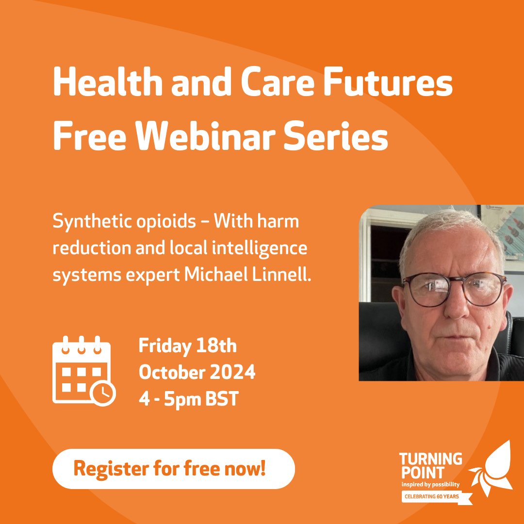 Health and Care Futures Free Webinar Series

Our next webinar is on Synthetic Opioids, with harm reduction and local intelligence systems expert, Michael Linnell, and Deb Hussey, Safer Lives Lead.

➡️Friday 18th October 2024 4-5pm

Secure a FREE spot here: t-p.news/syntheticopioi…
