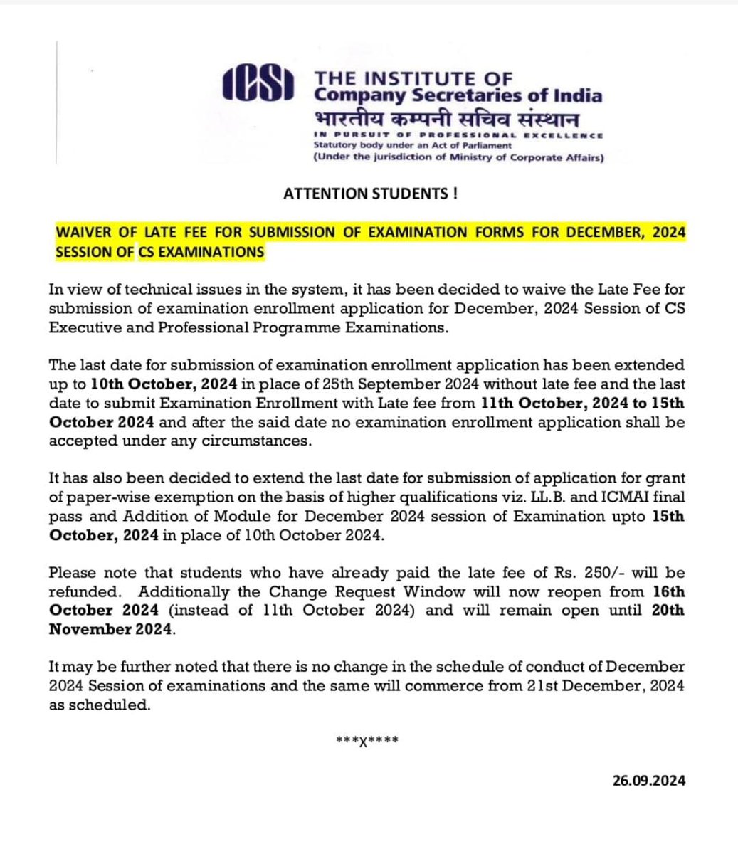 UpdatesOfCMA's tweet image. Important for #CS students 
@UpdatesOfCMA 
#ICSI #CSstudents