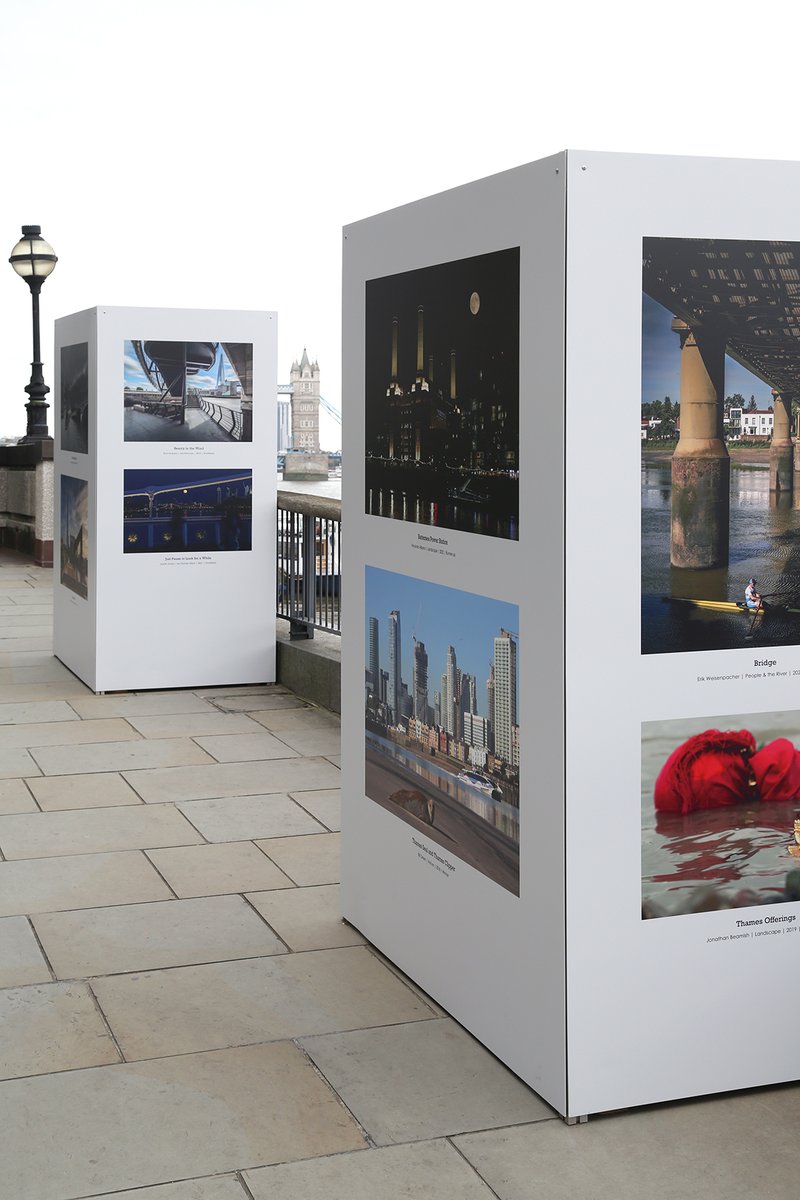 ThamesPhoto's tweet photo. Thames Lens Photography Competition Winners and Finalists  from the last nineteen years,  North Bank of The Thames opposite  The Shard still on until the 30th September. Well  worth a visit, my photograph "Thames Seal and Thames Clipper" is  featured which won in 2018. #Thames https://t.co/EvtHXnDce2