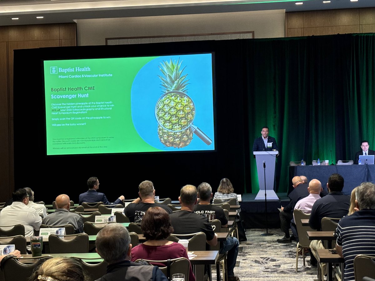 🍍A great start to the 41st Annual Miami Echocardiography and Structural Heart Symposium!  🫀#MiamiEcho 

🗣️ Symposium co-director Dr. Elliott J. Elias and Dr. @TomCNguyen welcome attendees and the expert-led panel on #AorticValveDisease:

➡️ Patrick T. O’Gara, M.D.
➡️ Jorge