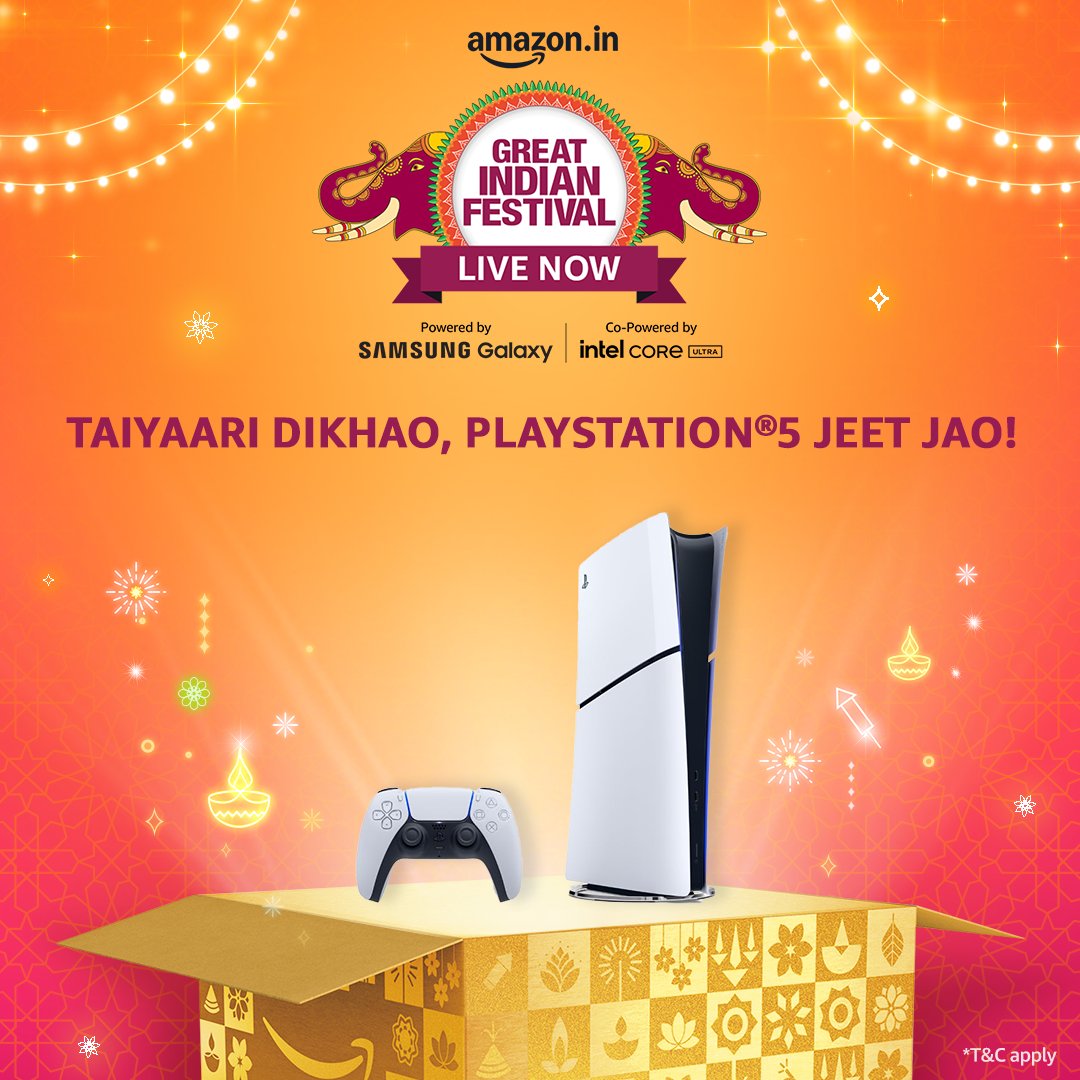 #AmazonGreatIndianFestival comes with a BIG GIVEAWAY 🎉 

Let us know how your Taiyaari is going on Amazon this festive season by sharing your Amazon Cart Screenshot and you can WIN A BRAND NEW PLAY STATION 5 DIGITAL EDITION 🎮 🕹️

What are you waiting for? GET STARTED NOW! 💨