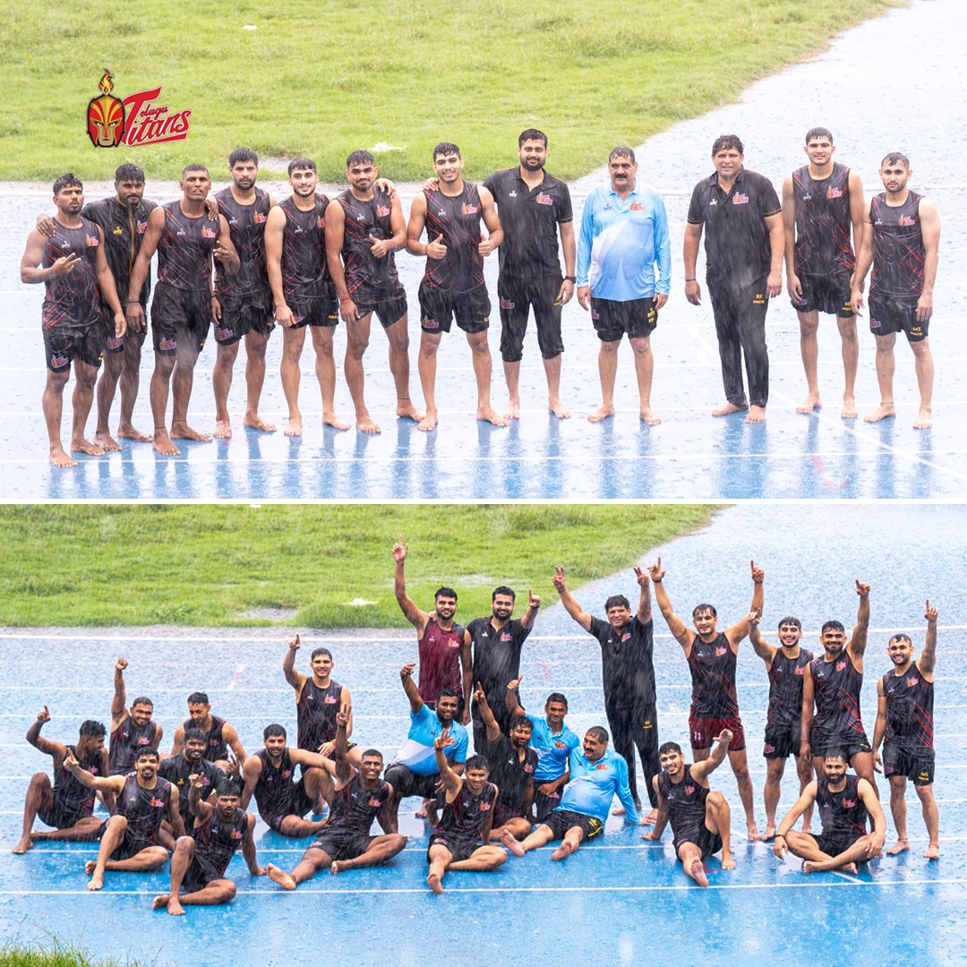 Telugu_Titans's tweet photo. We enjoyed the nature’s gift after a hard workout. Pure joy in every drop!🌧️⚡🤩︎

#Workout #Rainworkout #WorkoutSession #Funworkout #Practice #TeluguTitansCamp #PKLSeason11 #ProKabaddi #ProKabaddiLeague #KabaddiTeam #Kabaddi #TeluguTitansTeam #TeluguTitans #TitansArmy https://t.co/Wu6mUWmzkn