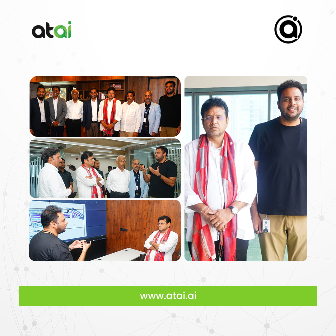 Honored to host Telangana IT Minister Shri <a href="/Min_SridharBabu/">Minister Sridhar Babu</a> Garu at ATAI. Our CEO, Gangadhar Gude, showcased our cutting-edge AI automation solutions. Exciting times as we shape the future of supply chain automation! 
#Innovation #AI #Automation
