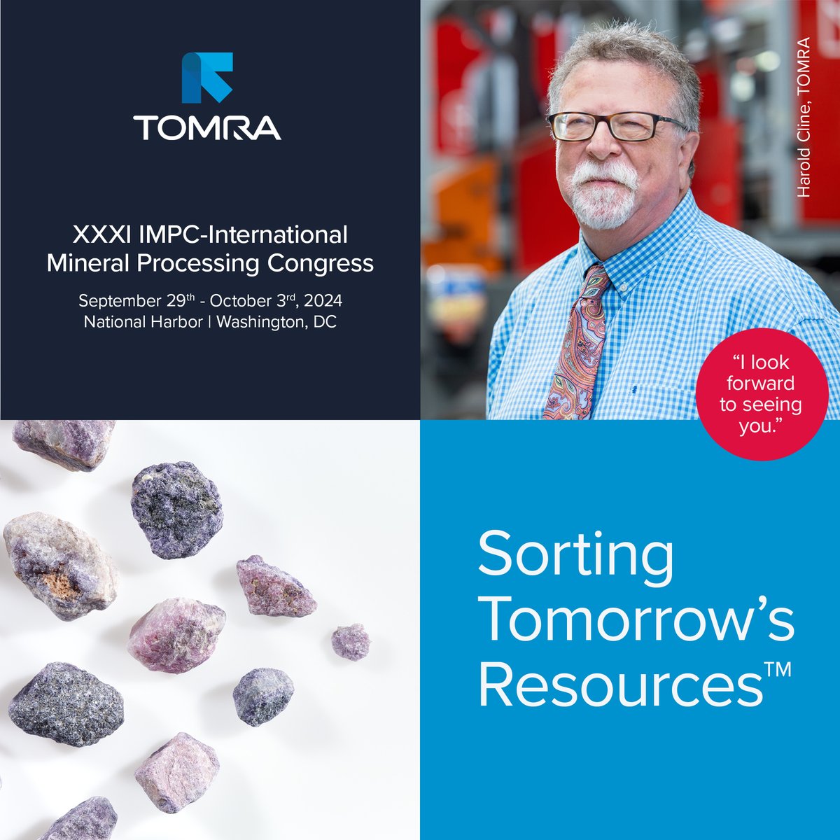 TOMRAMining's tweet image. 🌟 Are you attending #IMPC2024? 🌟Don’t miss out on the chance to find out how #SensorBasedSorting can add significant value to your mining operation, reach out to Harold Cline of #TOMRAMining to arrange a meeting. He will be happy to help you! 📈