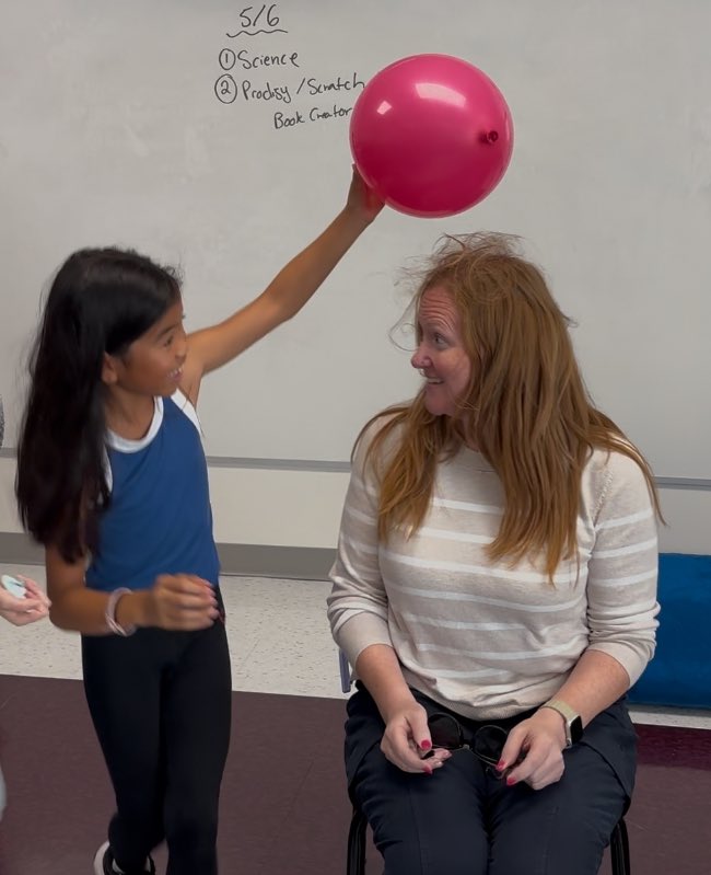 Fun day yesterday! Some Bears in Mrs <a href="/Mrs_Roussel/">Ashley Roussel (Tesolin)</a> class were excited to show me their learning about static electricity! So much fun! 
 
<a href="/BernadetteOCSB/">St Bernadette OCSB</a>