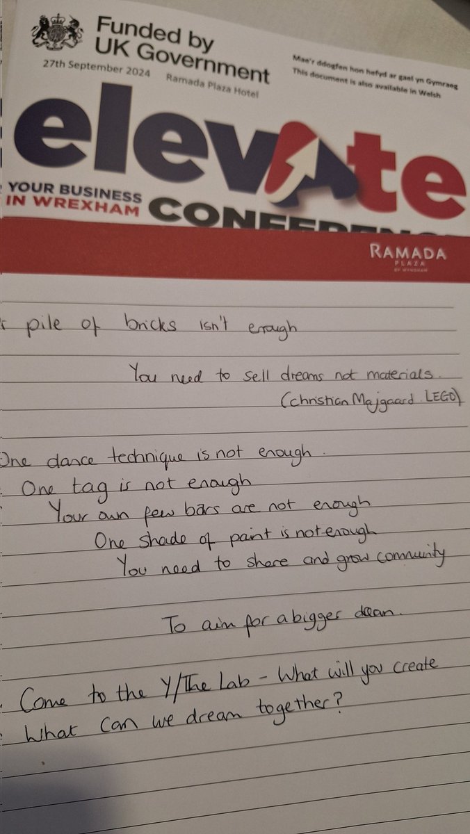 Learning from LEGO 
In reflection we are not individual piles of bricks, we need to connect to dream and build together.