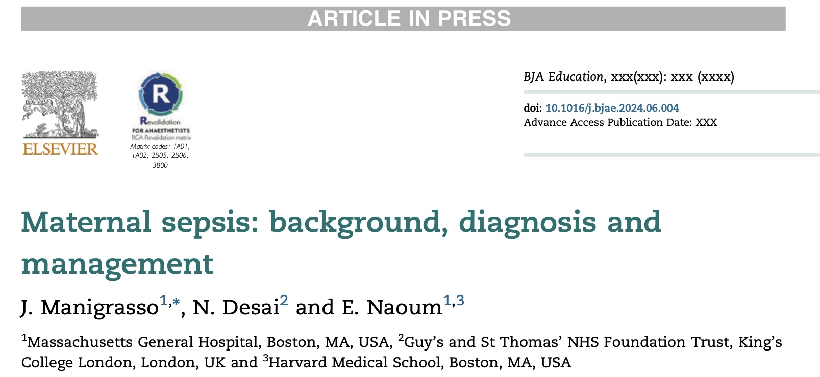 British Journal of Anaesthesia on X: &ldquo;#BJAEd Article In Press 