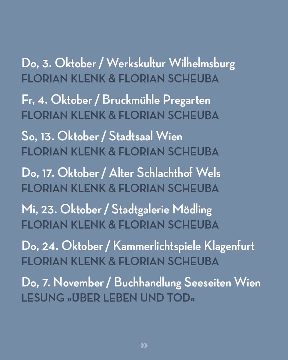 florianklenk's tweet photo. Meine nächsten Lesungen und Gespräche mit Christian Reiter bzw. Florian Scheuba. Kommet. https://t.co/5w4qe7F0Kz