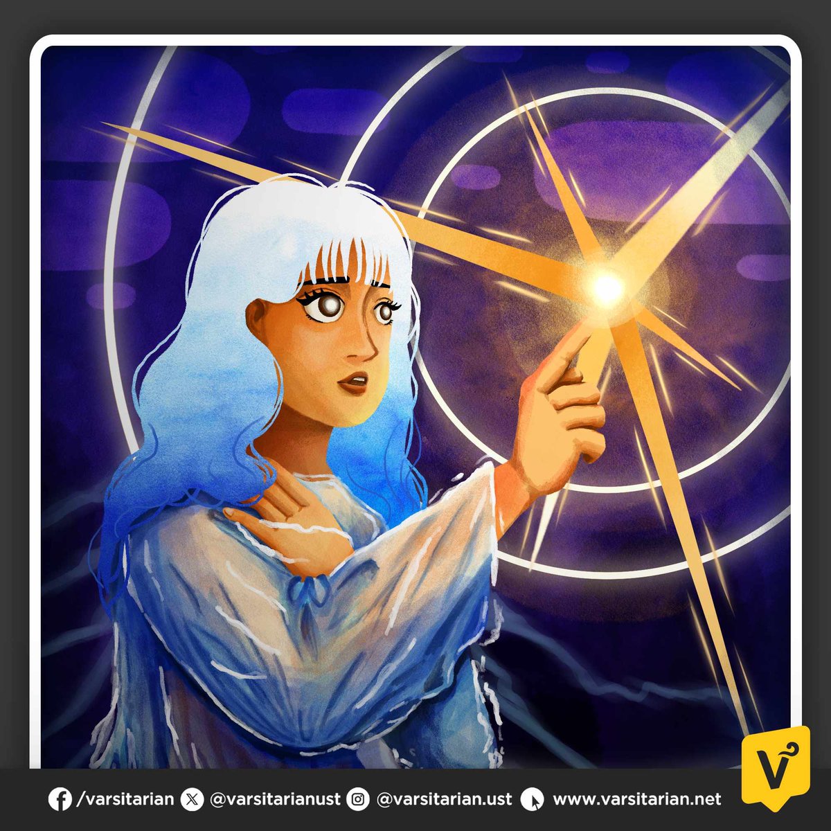 varsitarianust's tweet photo. #TOMASining: “Sa Panahon na Walang Panahon”
Ni Paul Alcolseba Castillo
Mula sa “Montage: Enduring the Storms of the Ages,” The Varsitarian Literary Magazine (Vol. 12, 2014)
Ang oras, wari ko’y di matapos-tapos
Na paghahabulan nitong mga kamay
Na walang panahon upang makakaway
Sa mga sandaling laging nauubos.
Tila walang tugot ang pagpapalit-palit
Ng buwan at araw tuwing pinipilas
Ang mga panahong laging lumilipas
At ang mga taong sadyang nawawaglit.
Kaya’t lilimutin ang naganap noon,
Ang ngayon at bukas at magpapadala
Ako sa oras ko nang di natatakot.
Dahil parating na ako sa panahon
Na walang panahon para mag-alala
Sa langit: sa lupa, patuloy ang ikot.
(Dibuho ni Louelle Marie P. Bumalay/ The Varsitarian)