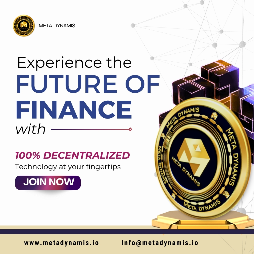 metadynamis's tweet image. Experience the Future of Finance with 100% Decentralized Technology | Join MetaDynamis Today!

Take the first step toward financial freedom – Join Now at metadynamis.io and experience a new era of digital finance!

#decentralizedfinance #cryptorevolution #metadynamis