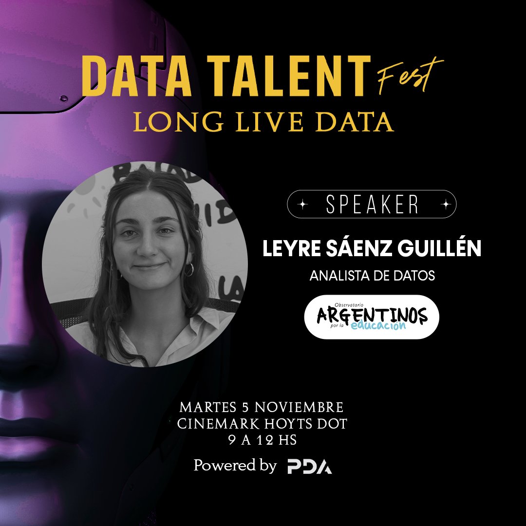 ¡Estos son algunos de los speakers confirmados para el #DataTalentFest!
Gladys Massé
Carlos Felizzola
Leyre Sáenz Guillén
Regístrate en datatalentfest.net. Evento gratuito, con cupo limitado y a beneficio <a href="/bdalimentos/">Banco de Alimentos Buenos Aires</a>