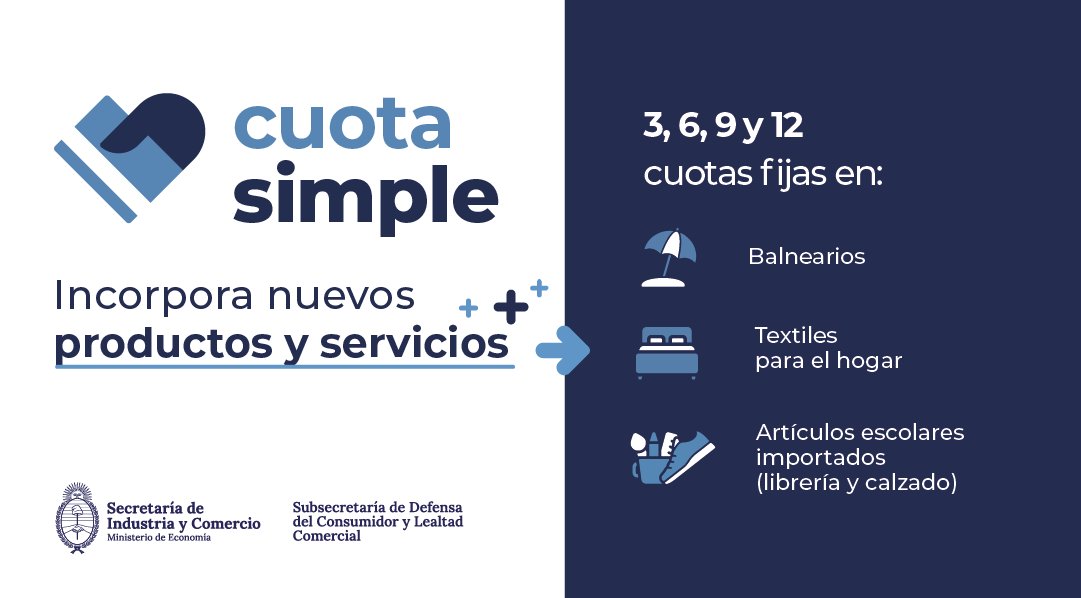 ComercioArg's tweet photo. 💳#CuotaSimple sigue sumando productos y servicios.

Financiá tus compras en 3 ,6 ,9  y 12 cuotas fijas.

Más info en: https://t.co/s43Z19vphE https://t.co/PxBo8nK2uY