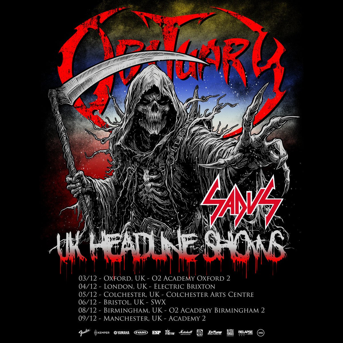 Tickets are on sale NOW for our December UK headline tour with SADUS!

obituary.cc/tour