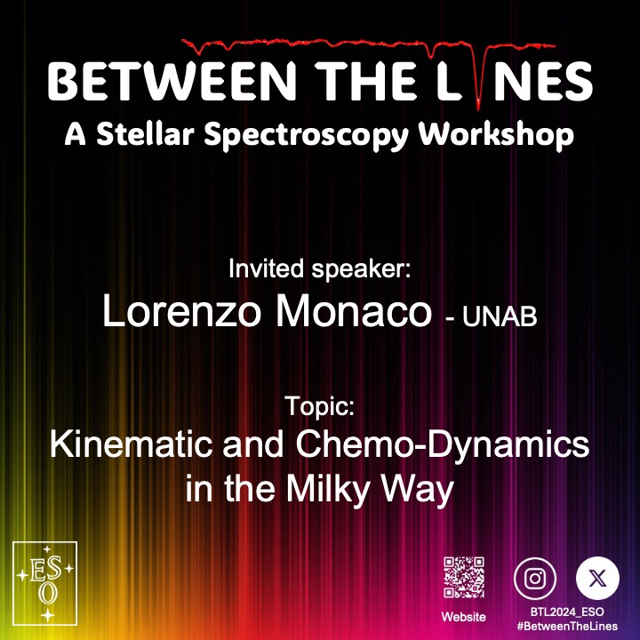 Lorenzo Monaco, Professor-Investigador at Universidad Andres Bello (UNAB), Chile, is our invited speaker about kinematic and Chemo-Dynamics in the Milky Way.

We are thrilled to have him share his expertise with us.

#BetweenTheLines