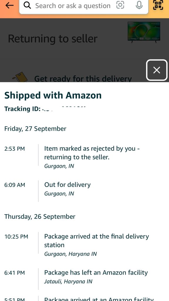 ShubhAm_curious's tweet photo. @amazonIN #Fraud-alert of Great Indian Festival - item got returned without the delivery agent visiting my address!
#GreatIndianFestival #Fraud #cheating 
And there is no support on https://t.co/Zg4Jel7oVs