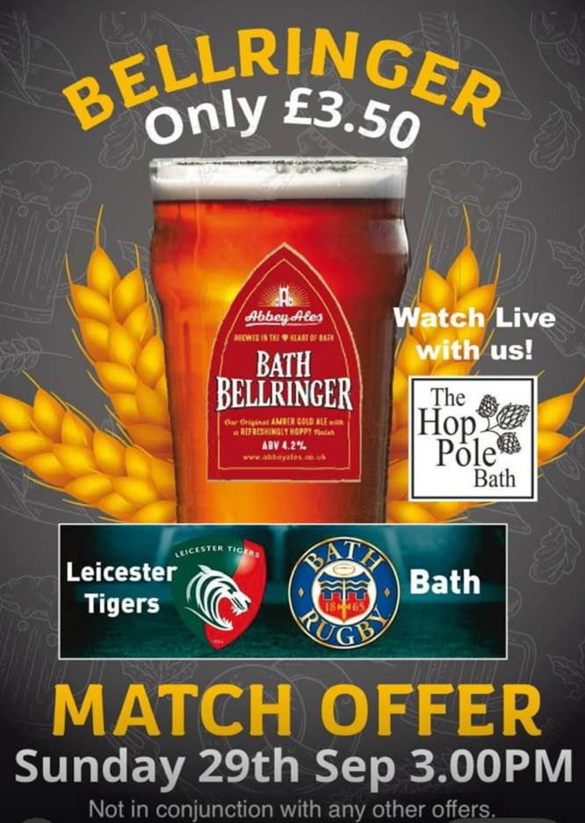 Busy weekend at Hop Pole tonight Karaoke Kaye and Sunday we have Tigers v Bath live on the screens! Bellringer only £3.50 a pint #supportyourlocal
