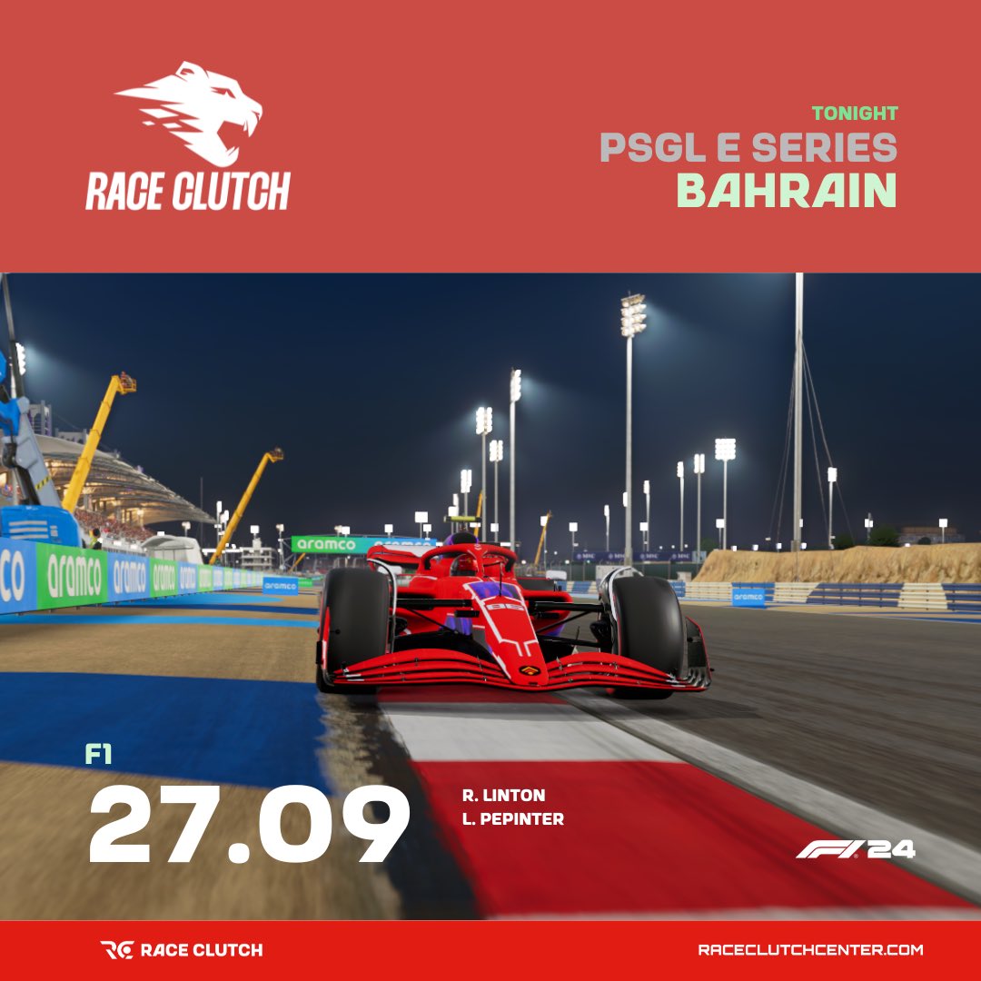 PSGL E SERIES FINALE: Round 10 - Bahrain 🇧🇭 

Final race of the season! We're 6 points behind Ferrari and 18 ahead of Red Bull. Top 3 is secured, but now it’s all about pushing for P1 🏆

Lenny &amp; Rhys are ready to give it everything 🔥

#simracing