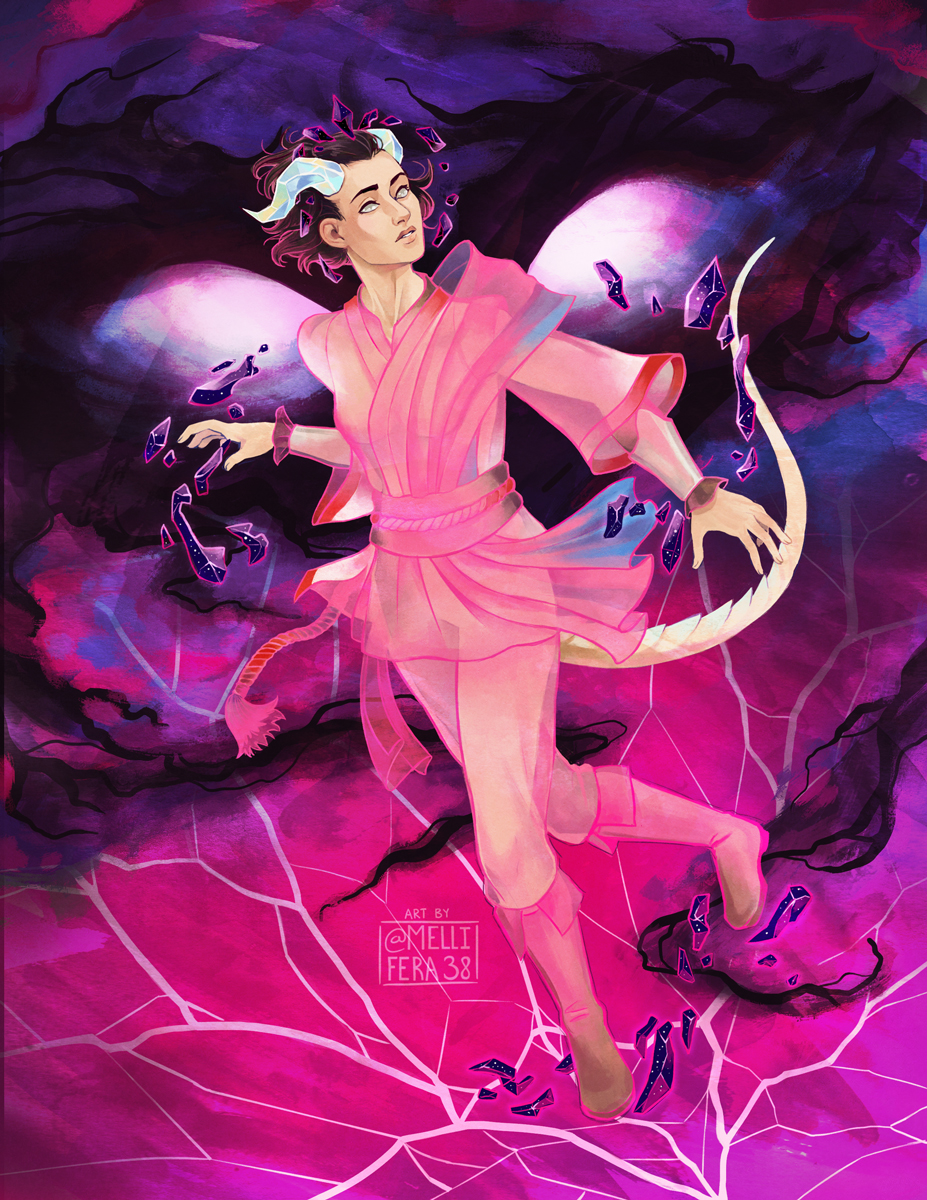 Mellifera38's tweet photo. This wildcard commission was for @/temperance000 on tumblr. Khallisa Prim, Open Hand Monk/Enlightened Psion. In this commission she's trapped in the big bad's mindscape. 

#dnd #dndart https://t.co/G5qz8bRsjp