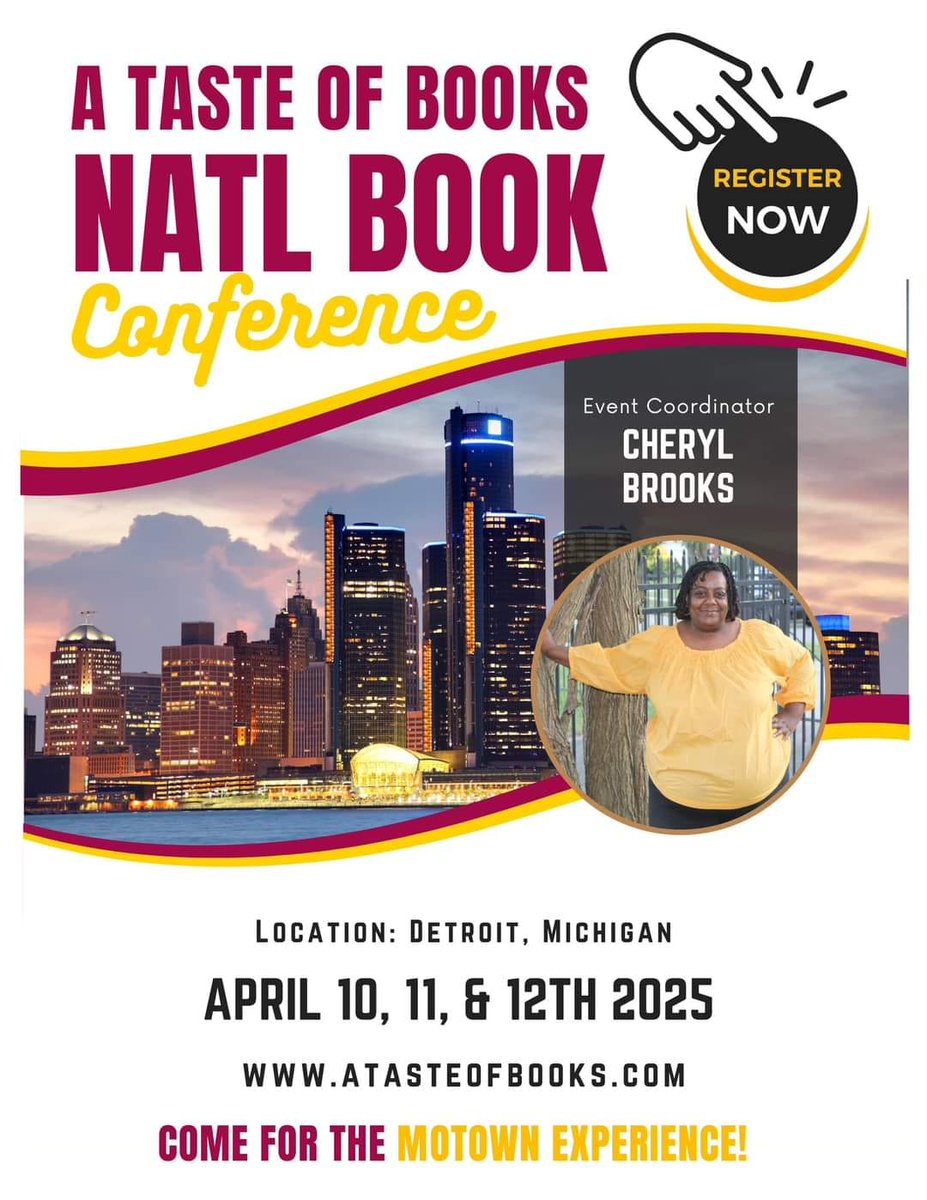 jamgirlgi's tweet photo. Calling all Readers, Readers, Readers, the early bird registration ends soon! September 30th! Reserve April 10th - 12th 2025 for A Taste of Books National Book Con in Detroit! #atasteofbookscon #booktok #detroit #booklovers https://t.co/6yVKso1u88