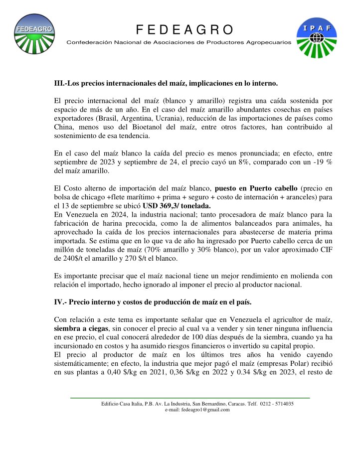 FEDEAGRODIGITAL's tweet photo. #COMUNICADO
Planteamientos de Fedeagro acerca de la problemática surgida con la comercialización del maíz de producción nacional. https://t.co/URVosA41uZ