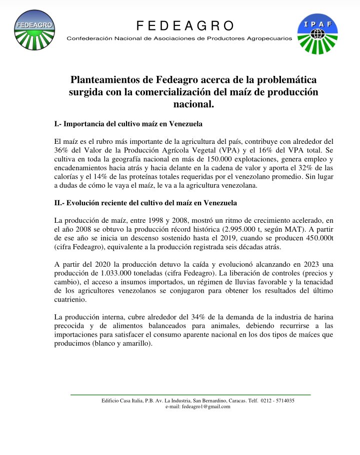 FEDEAGRODIGITAL's tweet photo. #COMUNICADO
Planteamientos de Fedeagro acerca de la problemática surgida con la comercialización del maíz de producción nacional. https://t.co/URVosA41uZ