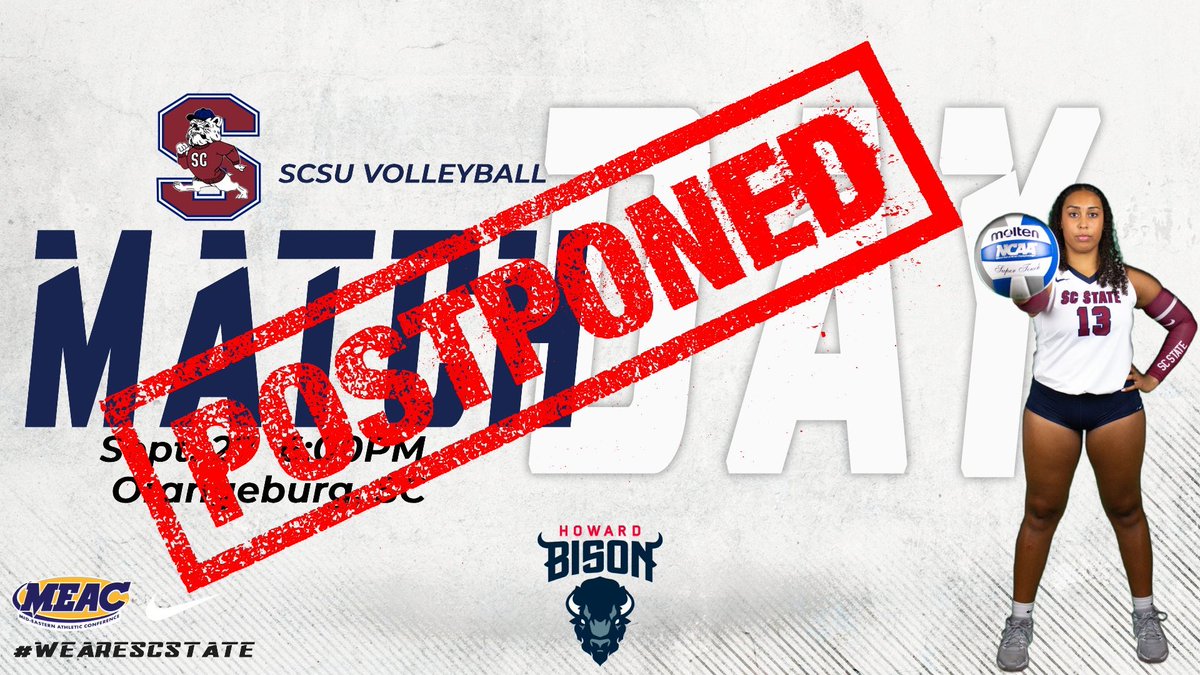 𝐏𝐎𝐒𝐓𝐏𝐎𝐍𝐄𝐃. 🗓️

Today’s match against Howard has been postponed to Monday due to inclement weather. 🌧️ Our game against Norfolk is still scheduled for Sunday. 💙❤️

#SCSU | #WeAreSCState | #BulldogTenacity 🐶