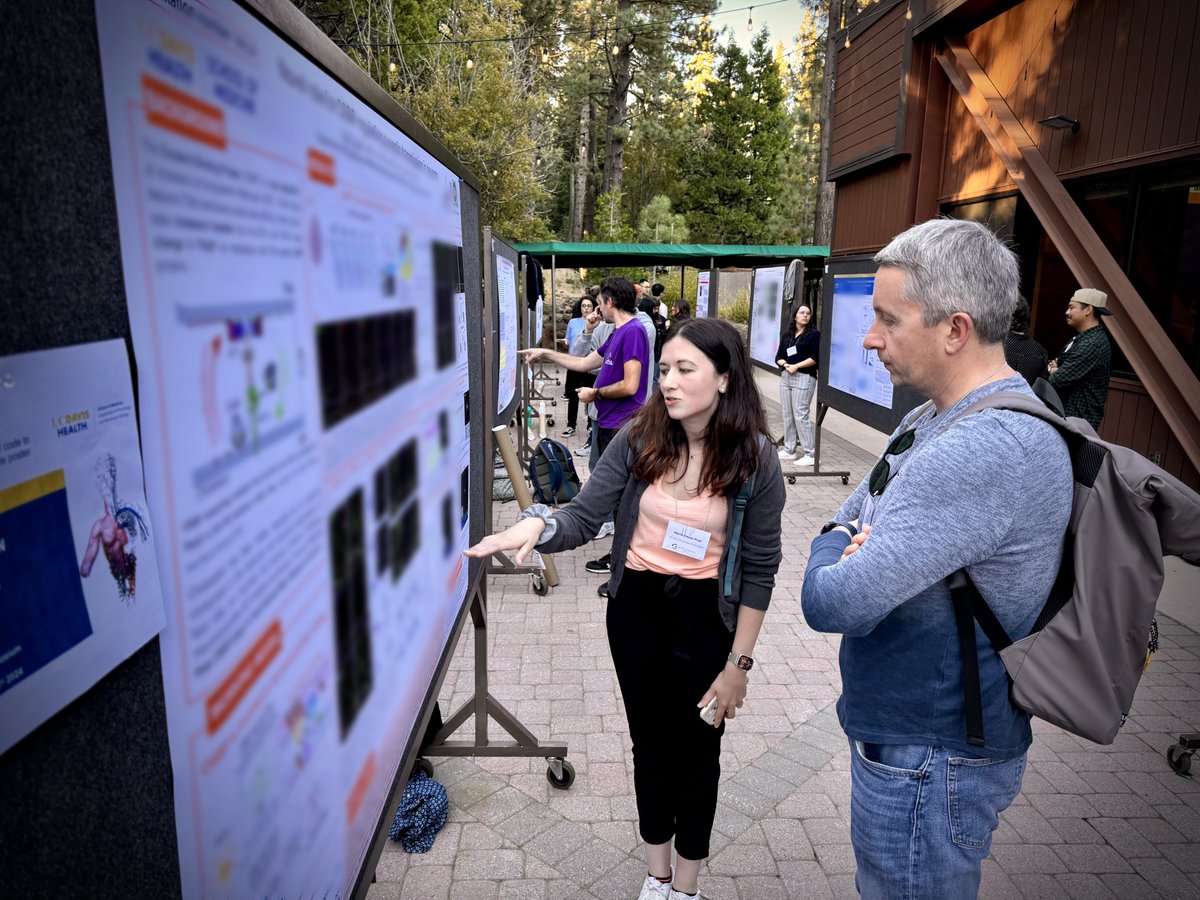 ucd_physiology's tweet photo. Posters among the pines!—It was a wonderful evening session at the #PMB retreat; trainees presented their research posters and votes were cast for contest winners! https://t.co/E2dKxciqmm