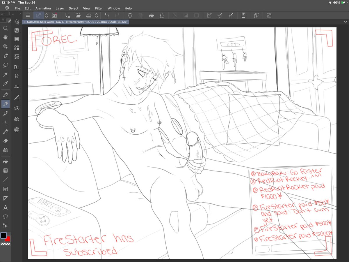 FictionTrip's tweet photo. I’m posting the sketch bc imma def not gonna finish it before the weekend is over SO!

Day 5: Behind &amp; In Front of the Camera - Streamer Hanta

cw: nsfw 🔞, biggus dickus tape boii go brrr

@SeroWeek #seroweek https://t.co/tziSyNd6Tv