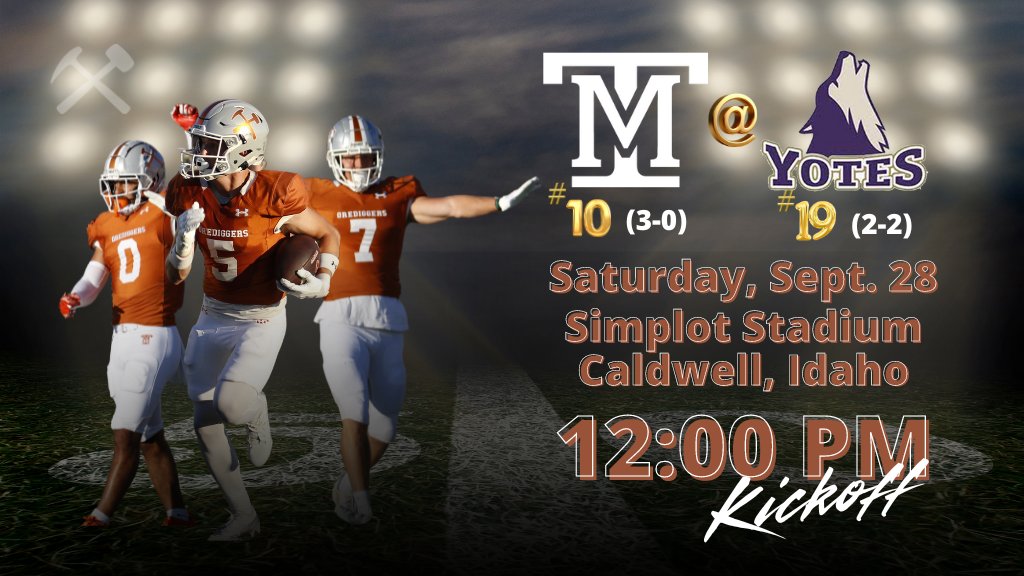 DiggerAthletics's tweet photo. The 10th Ranked Orediggers are on the road to battle the 19th ranked Yotes! Noon Kickoff Saturday! A link to the stream ($) and the game notes is below:
https://t.co/dYBjb4oHs2 https://t.co/dGs15YzgYX