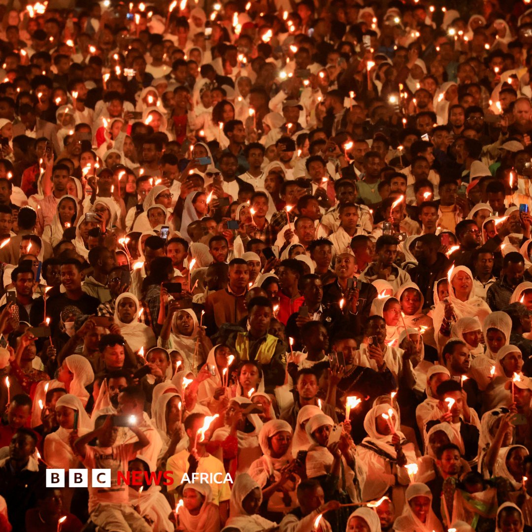 BBCAfrica's tweet photo. Thousands in Ethiopia's capital city defied a downpour to celebrate Meskel, the first big festival of the religious year.

It marks the discovery of the cross Jesus was crucified on, according to Ethiopian Orthodox Christian tradition.

📸 https://t.co/ZiKAOsu7Vc https://t.co/fhyq8IGxyv