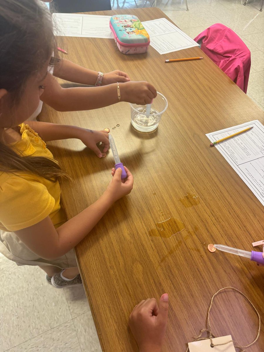 GloriaFloydES's tweet photo. How many drops of water can fit on a penny? π§π Mrs. Fernandez First Grade students are investigating and making observations to find out! Science is all about discovery, and today weβre learning through hands-on fun. #FirstGradeScientists
#GloriaFloydElementary https://t.co/hJcLNozfg1