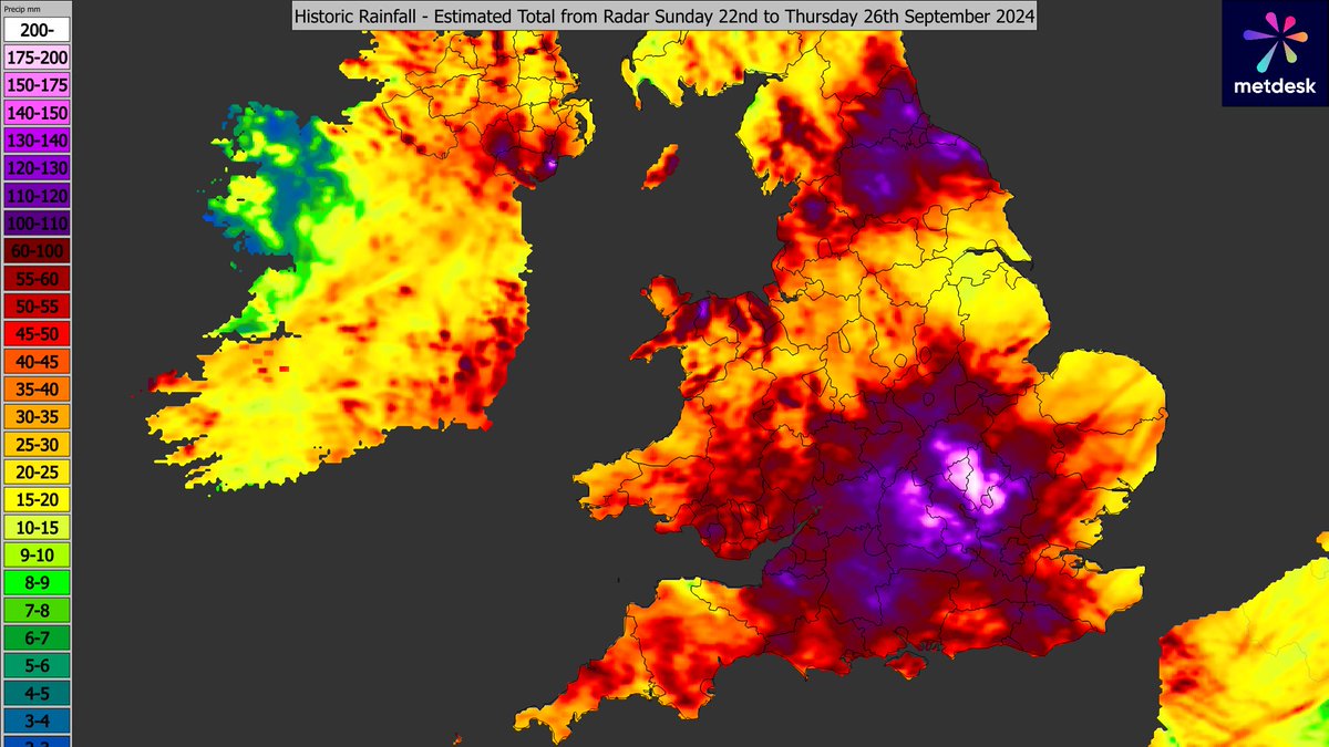 A respite from the rain! Time to take another look at some of the extraordinary rainfall totals this week. Here's what fell in 5 days from Sunday to Thursday #floods