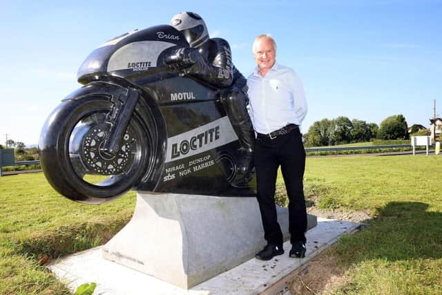 BulldogBDX's tweet photo. The long awaited statue in the roundabout at the head of the iconic #Temple100 circuit in #CountyDown has arrived depicting #local hero #DromaraDestroyer
& #BDXclub member Brian Reid. Looks good too ππ https://t.co/9Qrlctz6yV