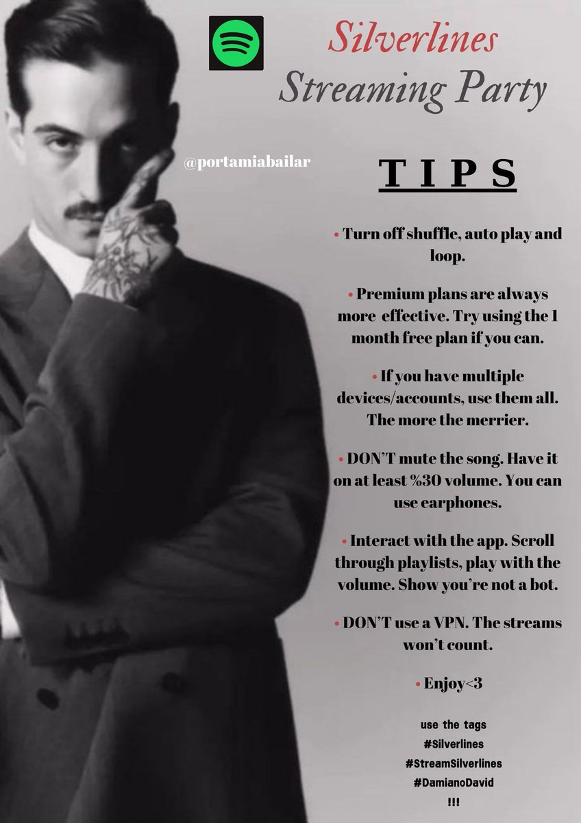 portamiabailar's tweet image. LET'S GO EVERYONE!!! Keep these in mind and feel free to switch playlists anytime you want! PLEASE rt and use the tags, let's give him the love he deserves. &amp;lt;3

Playlists are down below! ⬇️

#Silverlines
#StreamSilverlines
#DamianoDavid